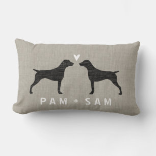 German Shorthaired Pointer Silhouettes Love Lumbar Pillow
