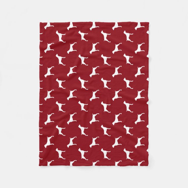 German Shorthaired Pointer Silhouettes Pattern Red Fleece Blanket (Front)