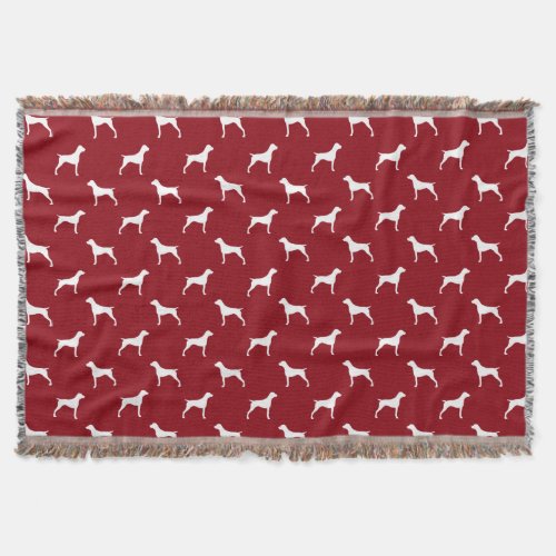 German Shorthaired Pointer Silhouettes Pattern Red Throw Blanket