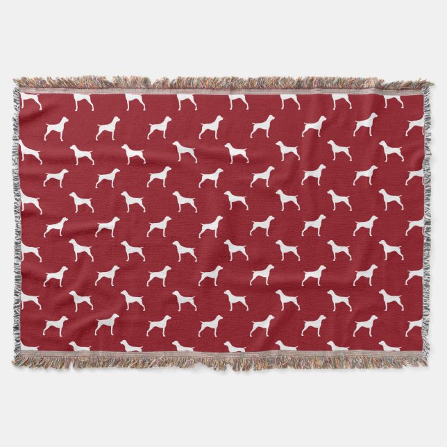 German Shorthaired Pointer Silhouettes Pattern Red Throw Blanket (Front)