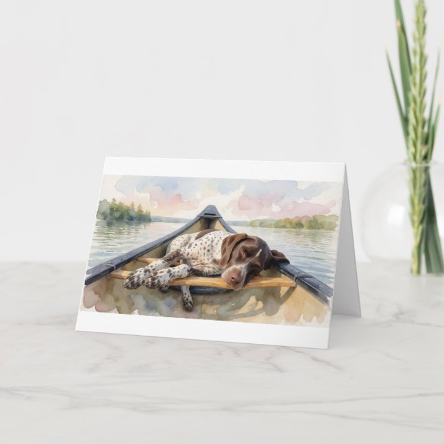 German Shorthaired Pointer Sleeping Across The Can Card