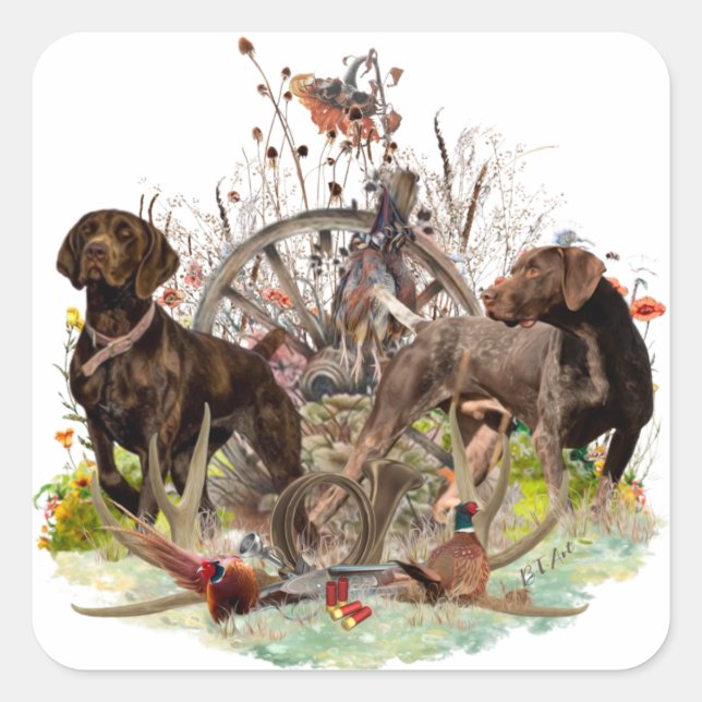German Shorthaired Pointer    Square Sticker (Front)