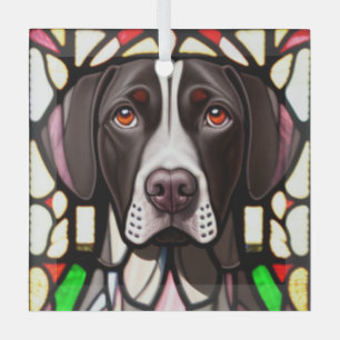 German Shorthaired Pointer "Stained Glass"  Glass Ornament