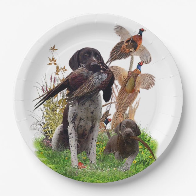 German Shorthaired Pointer    Sticker Paper Plates (Front)