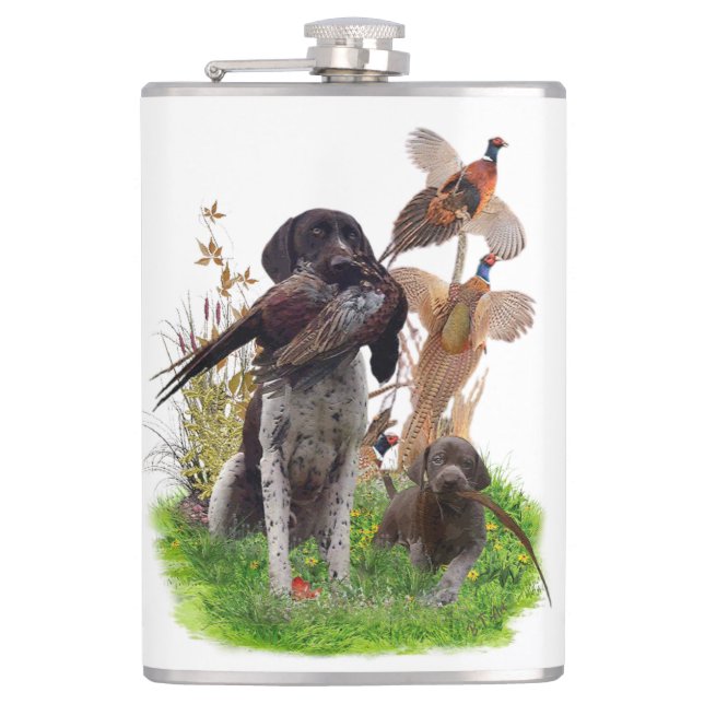 German Shorthaired Pointer    Sticker Paper Plates Flask (Front)