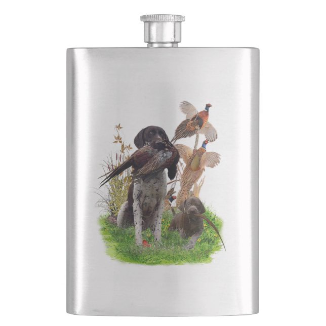 German Shorthaired Pointer    Sticker Paper Plates Flask (Front)