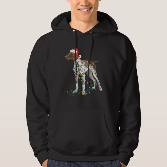 German Shorthaired Pointer Tangled In Christmas Li Hoodie (Front)