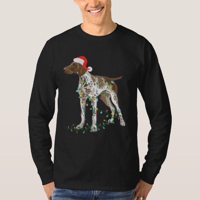 German Shorthaired Pointer Tangled In Christmas Li T-Shirt (Front)
