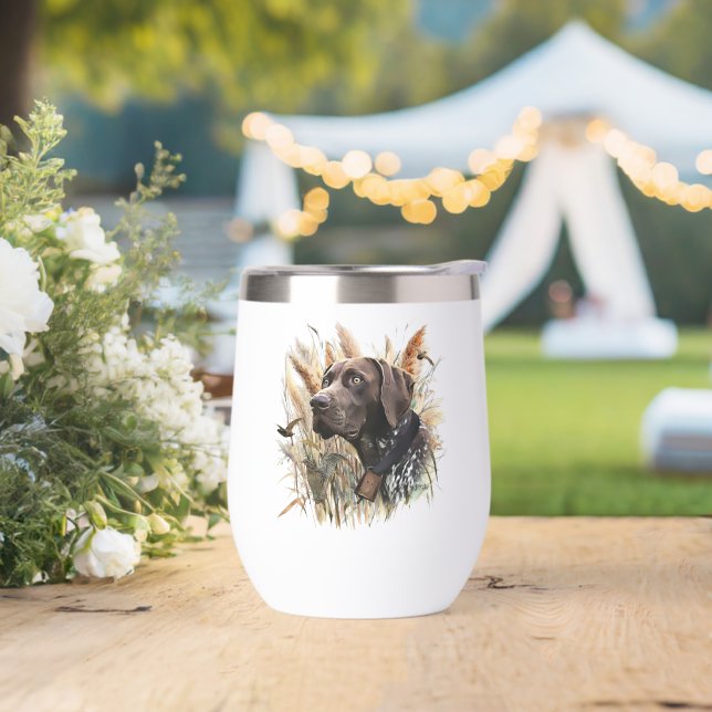 German Shorthaired Pointer Thermal Wine Tumbler (Wedding)