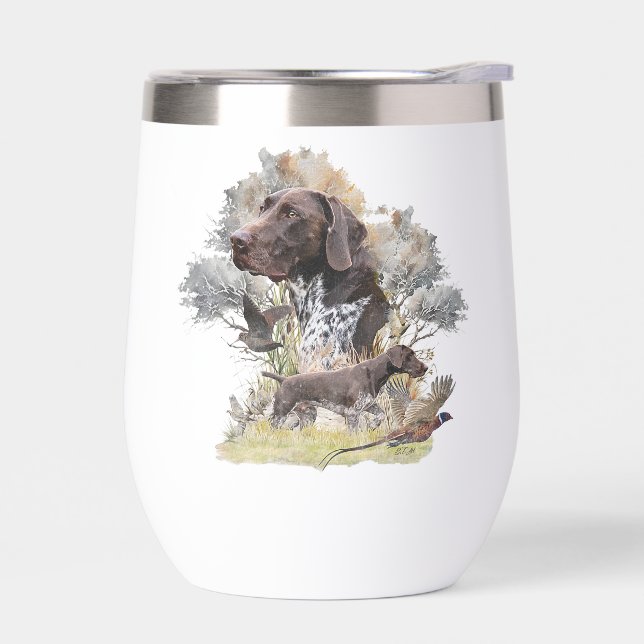 German Shorthaired Pointer Thermal Wine Tumbler (Left)