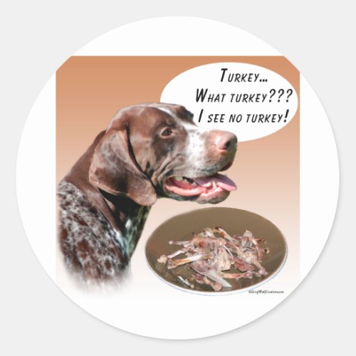 German Shorthaired Pointer Turkey Classic Round Sticker