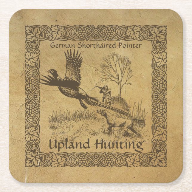 German Shorthaired Pointer, Upland Hunting Square Paper Coaster (Front)