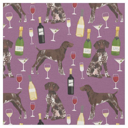 German Shorthaired Pointer wine purple Fabric