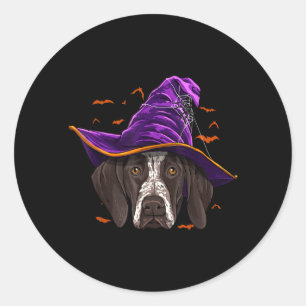German Shorthaired Pointer Witch Funny Halloween Classic Round Sticker