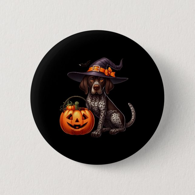 German Shorthaired Pointer Witches Halloween Button (Front)