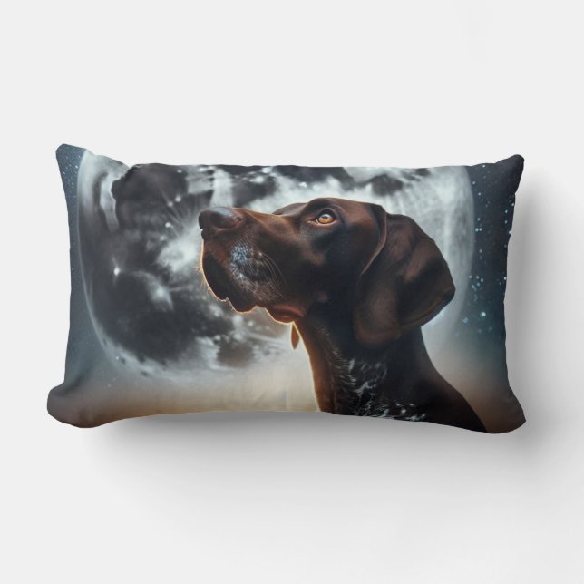 German Shorthaired Pointer with Moon and Stars Lumbar Pillow (Front)