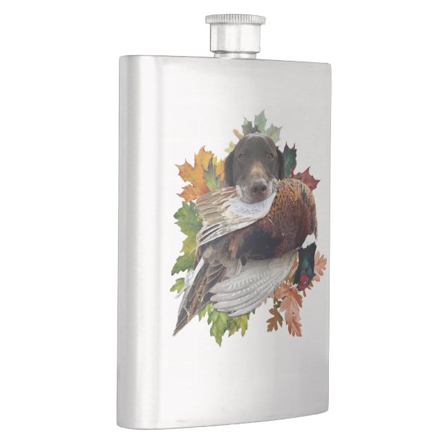 German Shorthaired Pointer with pheasant Snow Glob Flask (Right)