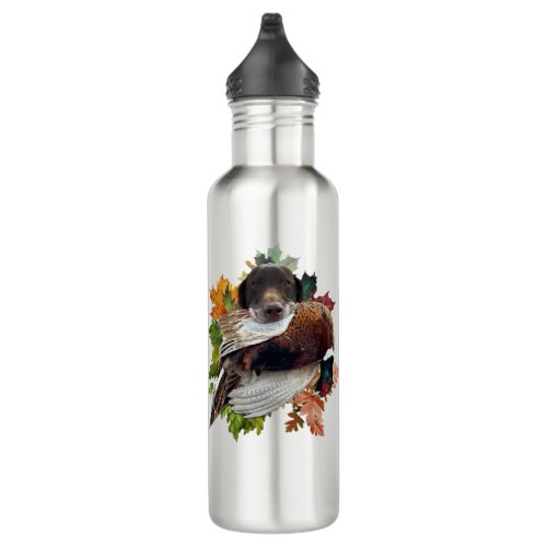 German Shorthaired Pointer with pheasant Snow Glob Stainless Steel Water Bottle