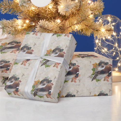 German Shorthaired Pointer with pheasant Snow Glob Wrapping Paper