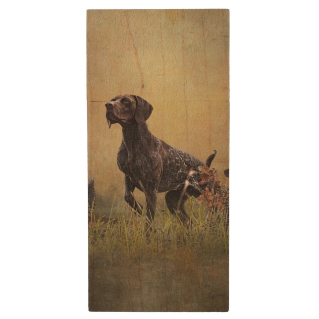 German Shorthaired Pointer   Wood Flash Drive (Front Vertical)