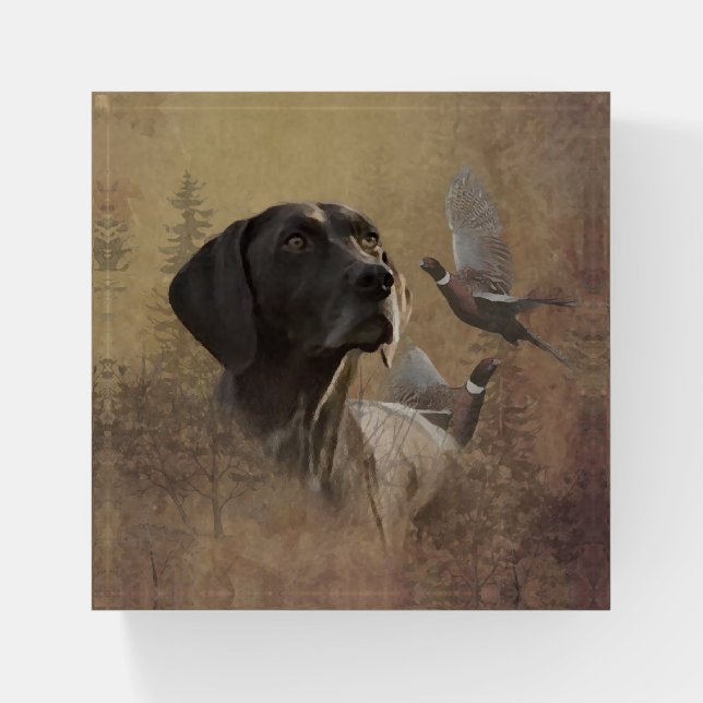 German Shorthaired Pointer  Wooden Box Sign Paperw Paperweight (Front)