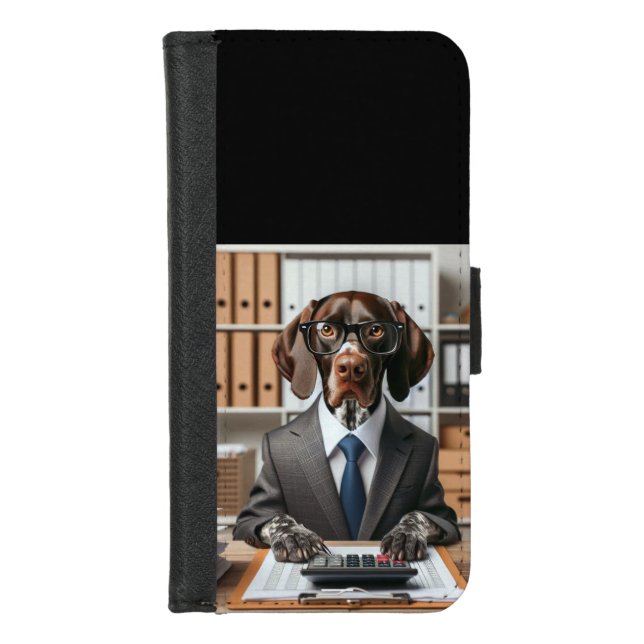 German Shorthaired Pointer working Accountant iPhone Wallet Case (Front)