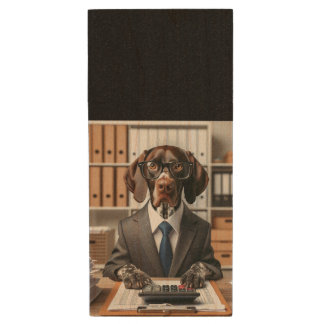 German Shorthaired Pointer working Accountant Wood Flash Drive