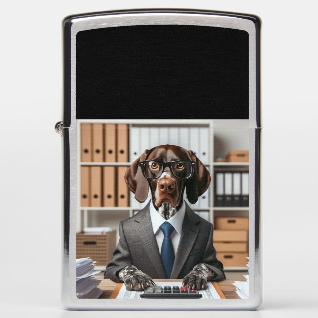 German Shorthaired Pointer working Accountant Zippo Lighter (Front)