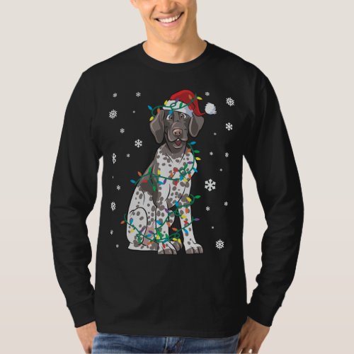 German Shorthaired Pointer Wrapped In Christmas Li T_Shirt