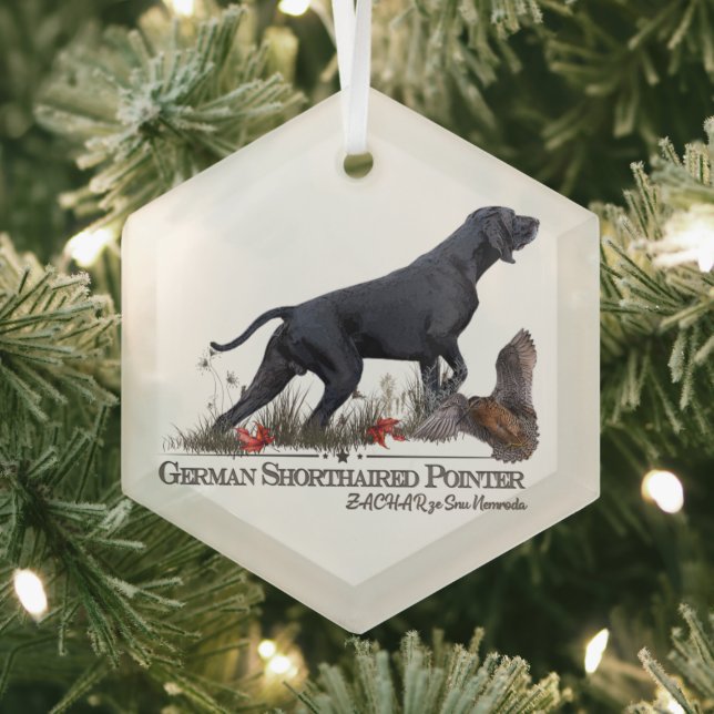 German Shorthaired Pointer, ZACHAR  Glass Ornament (Insitu)