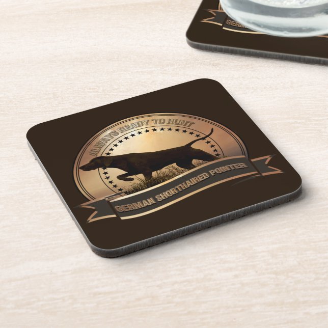 German Shorthaired Pointer, ZACHAR Tapestry Poster Beverage Coaster (Left Side)