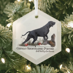 German Shorthaired Pointer, ZACHAR Tapestry Poster Glass Ornament