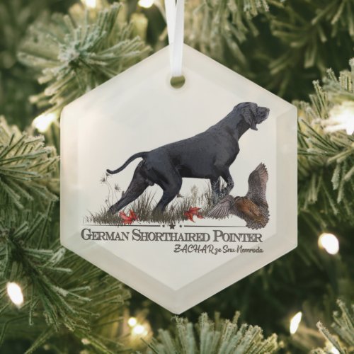 German Shorthaired Pointer ZACHAR Tapestry Poster Glass Ornament