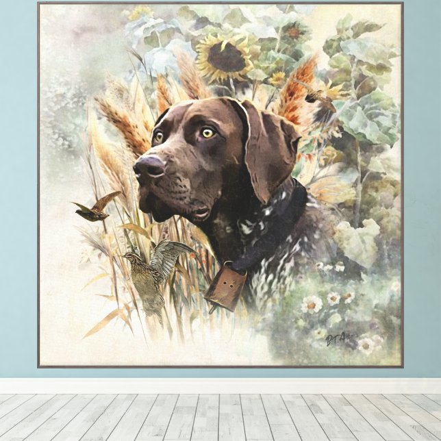 German Shorthaired Pointers  Canvas Print (Insitu(Wood Floor))