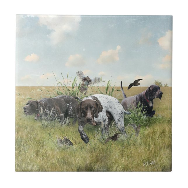 German Shorthaired Pointers  Ceramic Tile (Front)