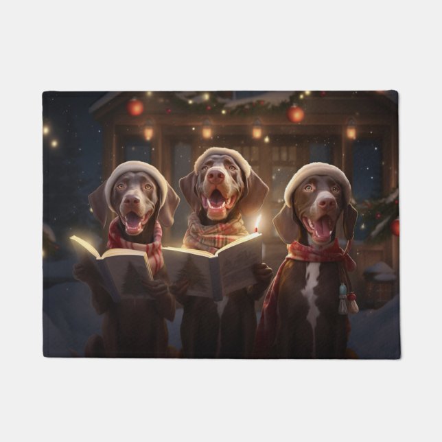 German Shorthaired Pointers Christmas Caroling Doormat (Front)