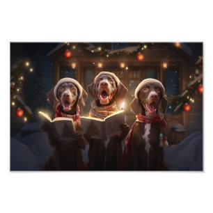 German Shorthaired Pointers Christmas Caroling Photo Print