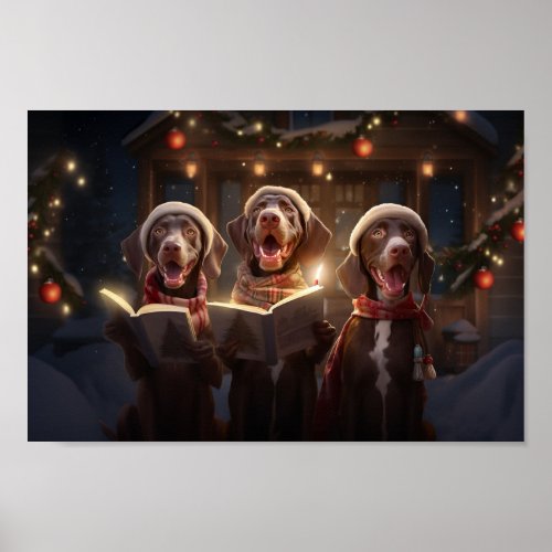 German Shorthaired Pointers Christmas Caroling Poster