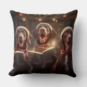 German Shorthaired Pointers Christmas Caroling Throw Pillow