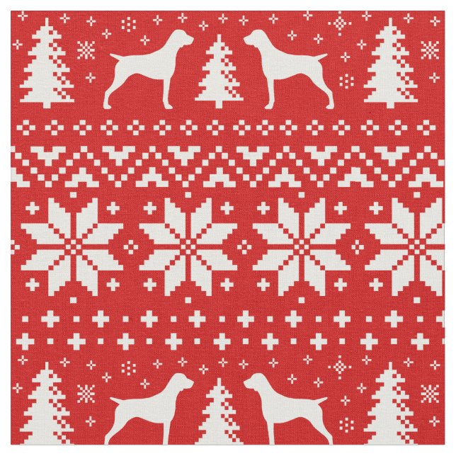 German Shorthaired Pointers Christmas Holiday Fabric (Close Up)