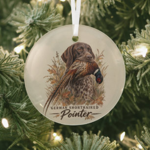 German Shorthaired Pointers Glass Ornament