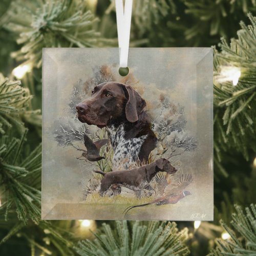 German Shorthaired Pointers  Glass Ornament