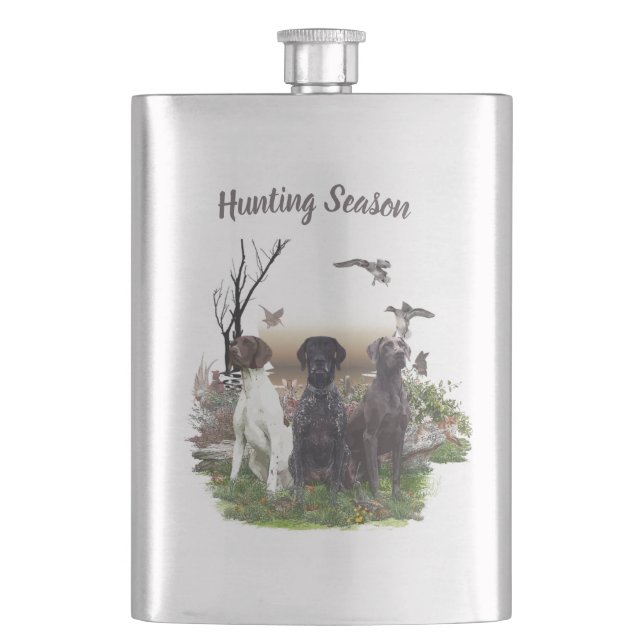 German Shorthaired Pointers (GSP), a hunting pheas Flask (Front)