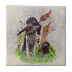 German Shorthaired Pointers (GSP) Gift Box Ceramic Tile