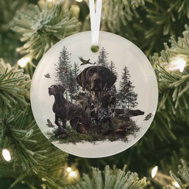 German Shorthaired Pointers (GSP)    Glass Ornamen Ornament (Insitu)