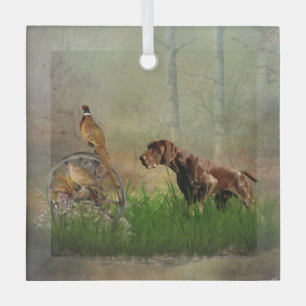 German Shorthaired Pointers (GSP)     Glass Ornament
