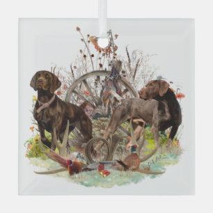 German Shorthaired Pointers (GSP)      Glass Ornament