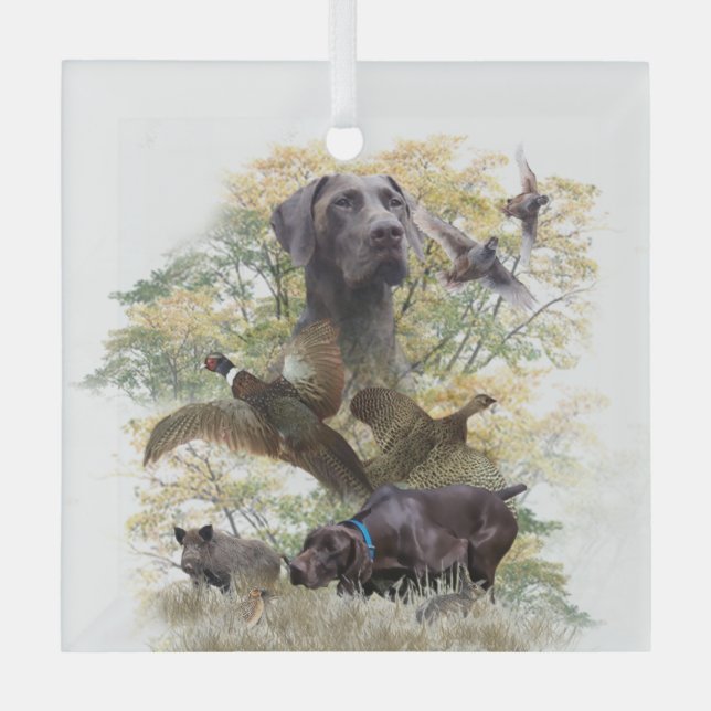 German Shorthaired Pointers (GSP)       Glass Ornament (Front)