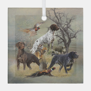 German Shorthaired Pointers (GSP)     Glass Ornament