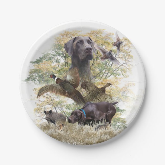 German Shorthaired Pointers (GSP)    Paper Plates (Front)